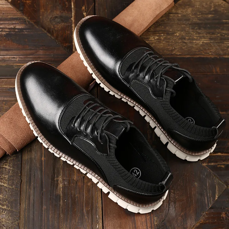 Мъжки ежедневни обувки, кожени модела обувки с дърворезба Falt Man, мъжки обувки Borgue подметка с шнур, нескользящая градинска лека мъжки обувки