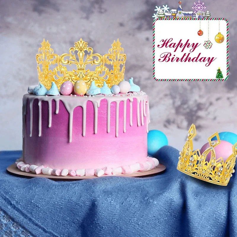 6 бр., златна мини crown, topper за торта, кристален перлена диадема, топперы за броя мъфини за сватба, рожден Ден
