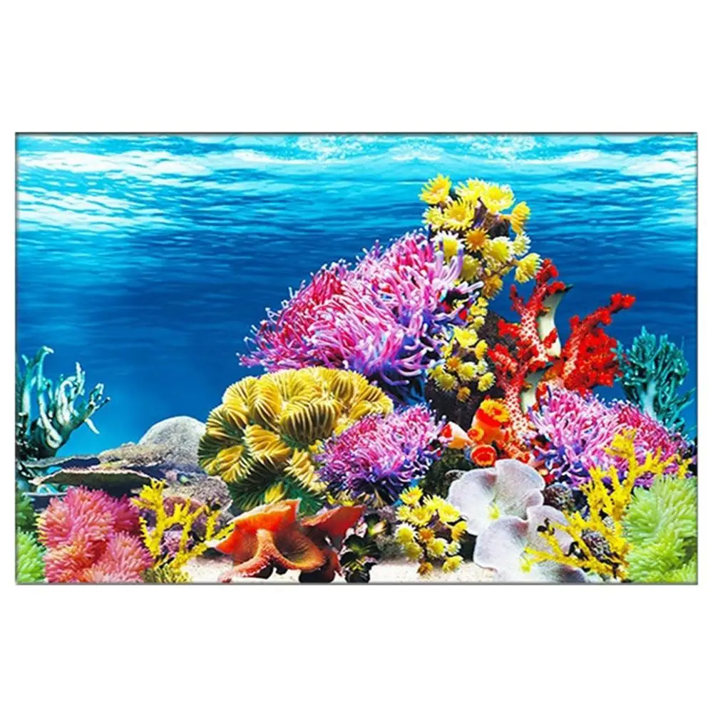 3D Стикер с гледката на аквариум, плакат с фон за аквариум, двустранен фон-с океанскими растения за декорация на аквариума