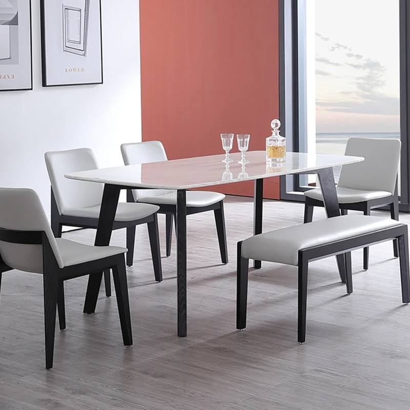 Изчистен модерен правоъгълна маса за хранене за 6 места, луксозен италиански маса в стила на рок-енд-рол, тенис на маса, определени за ресторант, кафене