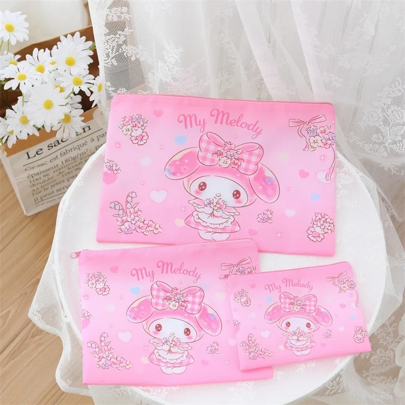 3шт Sanrio Hello Kitty чанта за документи, портфейл за монети cartoony клатч Melody A4 информационна чанта тест хартиена чанта за съхранение