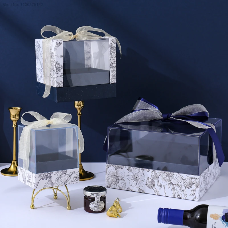 Акрилна подарък кутия с цветя, Квадратна панорамна прозрачна подарък кутия, сапун за Годеж, Флора, Декор, Кристали, Магически Куб