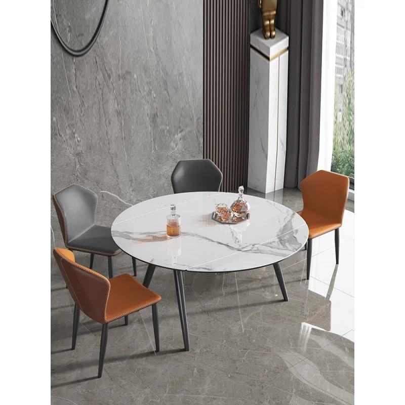 Комбинация от масата за хранене и столове от масивен камък, модерен прост компактен сгъваема и плъзгаща се маса за хранене Fiona Зъб с двойно предназначение