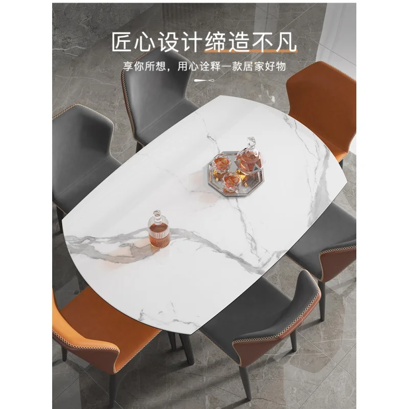 Комбинация от масата за хранене и столове от масивен камък, модерен прост компактен сгъваема и плъзгаща се маса за хранене Fiona Зъб с двойно предназначение
