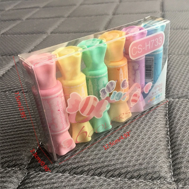 Преносим комплект флуоресцентни мастила-маркери във формата на шоколадови бонбони, прекрасен подарък за децата 6x