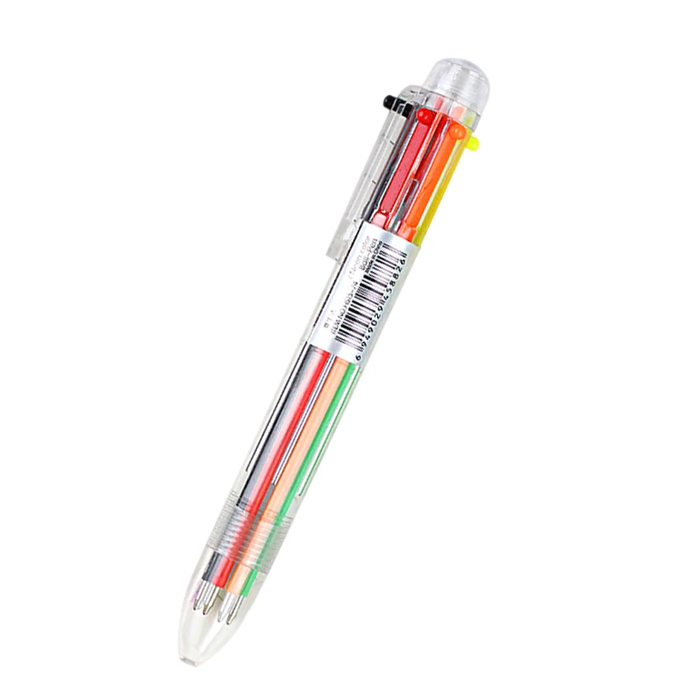 Многоцветен химикалка писалка Канцелярский натиснете 6 Цвят двигателят е с мазителна дръжка за офис Химикалка писалка за ученици Канцеларски материали, Химикалки Подарък