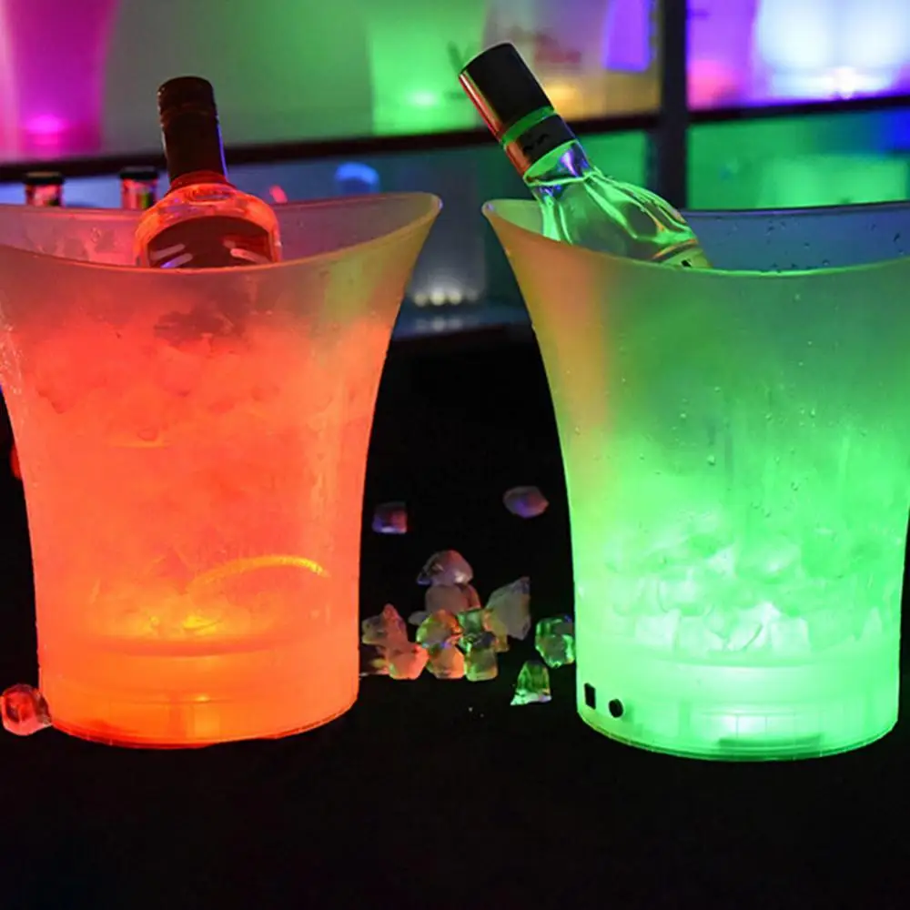 5L Цветни Led Светлинен Ведерко За Лед KTV Bars Охладител за Вино, Шампанско, Бира, Посуда Светещи Ведерки За Лед