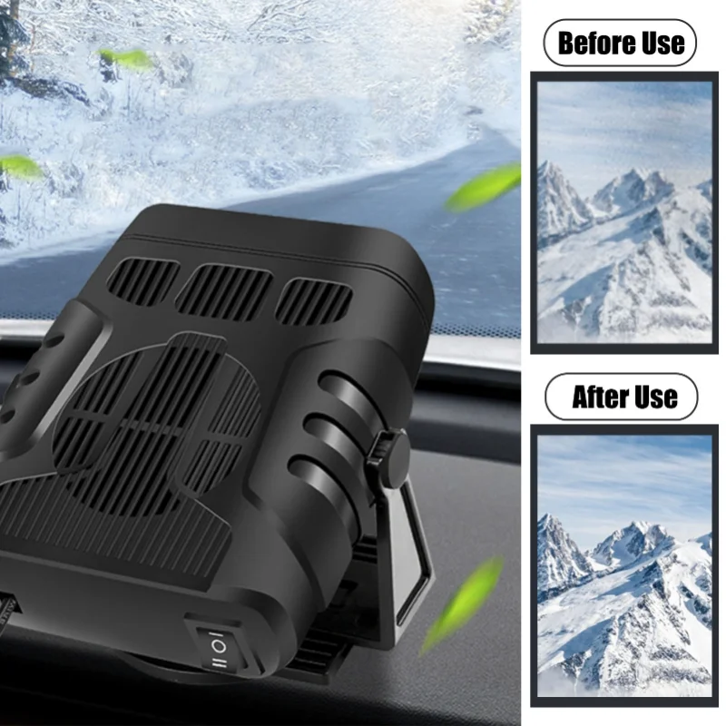 Автомобилен нагревател 2 В 1 12 В Преносим Авто охлаждащ вентилатор, въртящ се на 360 градуса, авто дефростер, Защита от замъгляване на предното стъкло, автомобилен аксесоар