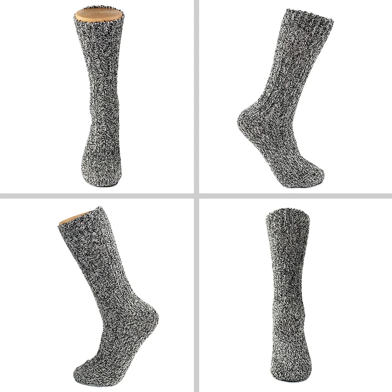 Висококачествени чорапи от мериносова вълна за мъже, супер дебели топли ежедневни меки дамски чорапи от студен сняг, зимни улични мъжки чорапи със средна дължина