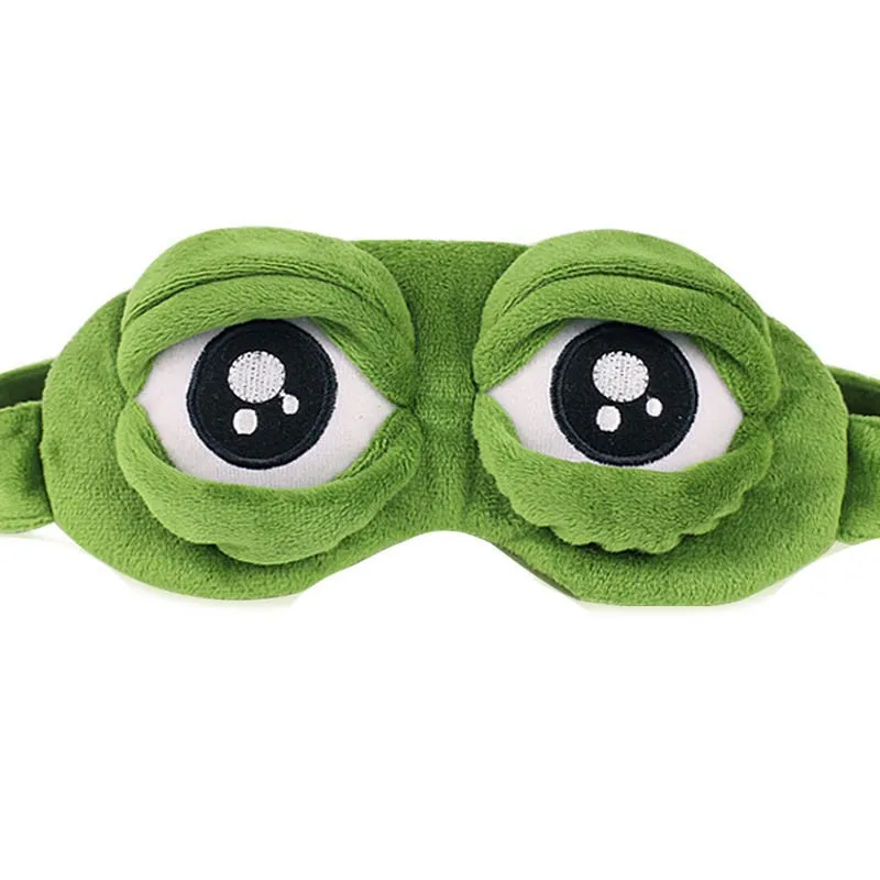 Хубава маска за очи, плюшен Тъжна жаба, зелената 3D Маска за очите калъфче за почивка, пътуване, спане, аниме, забавни подарък очила