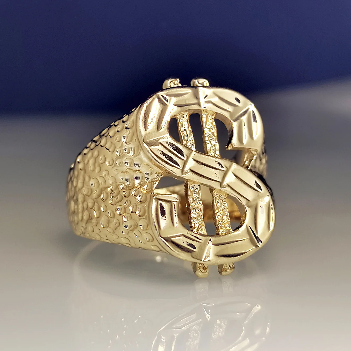 Горещо 18-каратово бъде позлатен мъжки властное пръстен в стил хип-хоп, творчески долара автомобил, цвете пръстен