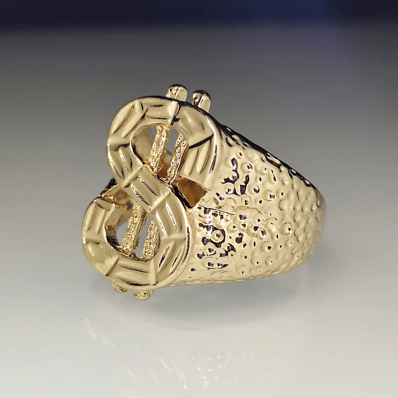 Горещо 18-каратово бъде позлатен мъжки властное пръстен в стил хип-хоп, творчески долара автомобил, цвете пръстен