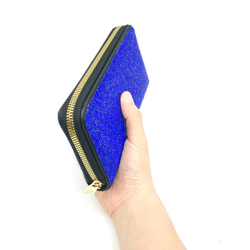 Модерен женски обикновен портфейл с блестящи кристали, дълга чанта, класически портфейл блинг блинг