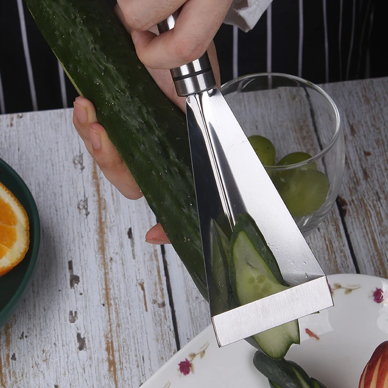 Триъгълен нож за рязане на ябълки и краставици от неръждаема стомана, Притискателния Нож, Стъргало за почистване, Ястие за плодове готвач, Форма за рязане на продукти