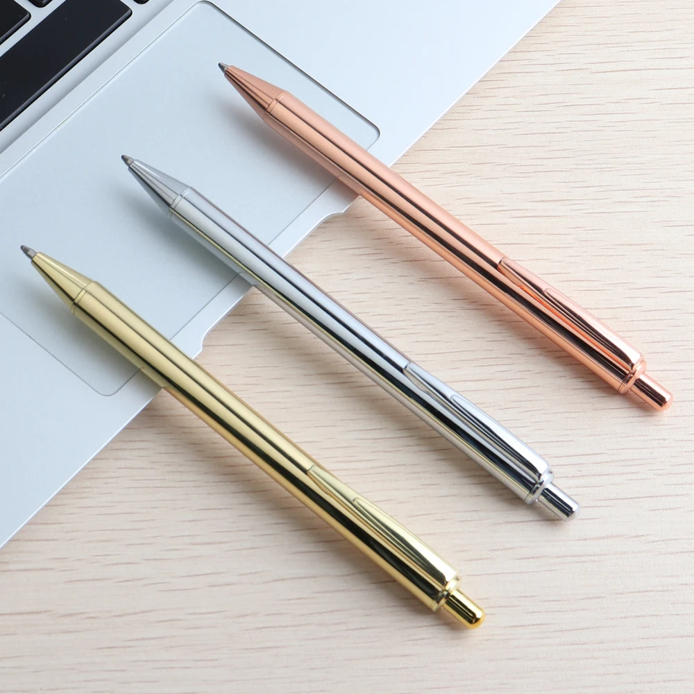 1 + 5 бр./компл. Метална химикалка писалка с дресинг за писалки 0,7 мм, черни синьо мастило, студентски принадлежности, подаръчни дръжки за печат в бизнес офиса
