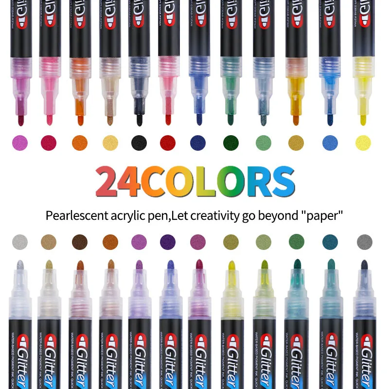 12/24 цветна перламутровая акрилна маркерная дръжка голям капацитет 2,0, водоустойчив и бързосъхнеща, за студенти, направи си сам, специално ръчно рисувани