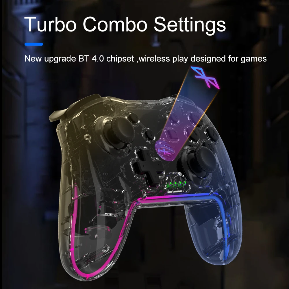 Безжичен Гейм Контролер БТ Dual Vibration Trubo 6-Ос Геймпад за Nintendo Switch PS3 Win7 8 10 Джойстик за телевизионна Конзола