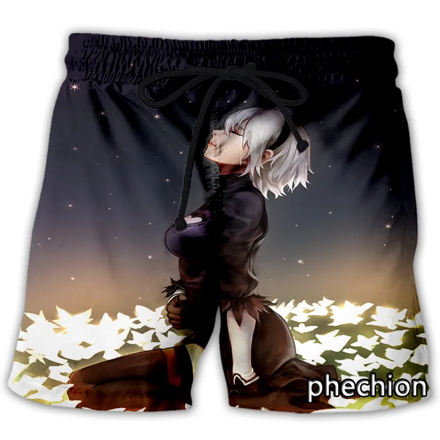 phechion/нови модни мъжки/дамски ежедневни панталони с 3D принтом Nier: Automata, новост, градинска дрехи, мъжки свободни спортни шорти L102