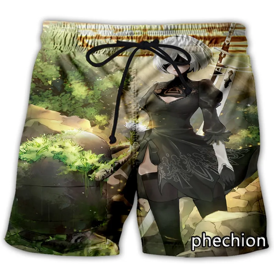 phechion/нови модни мъжки/дамски ежедневни панталони с 3D принтом Nier: Automata, новост, градинска дрехи, мъжки свободни спортни шорти L102